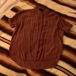 Brown button down dress shirt blouse